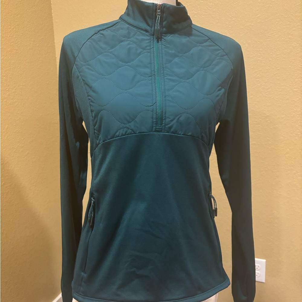 Beautiful Green Womens Quilted Quarter-Zip Pullover